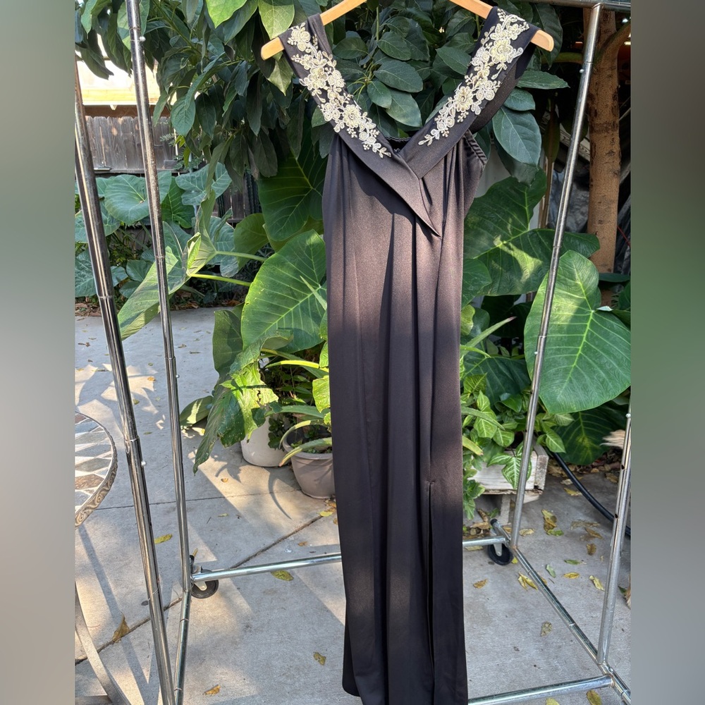 PrettyLittleThing Black Maxi Dress with Embellished Neckline